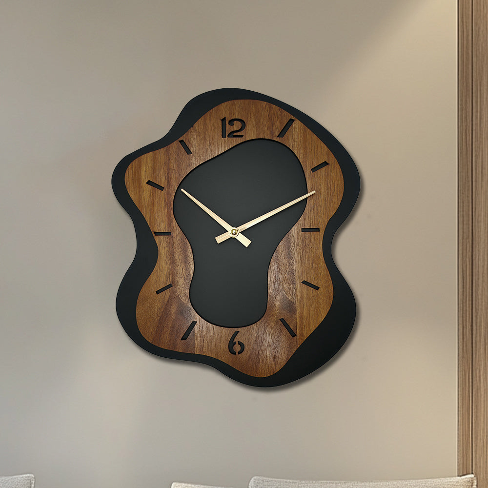 WOODMERE Irregular Wooden Battery Wall Clock