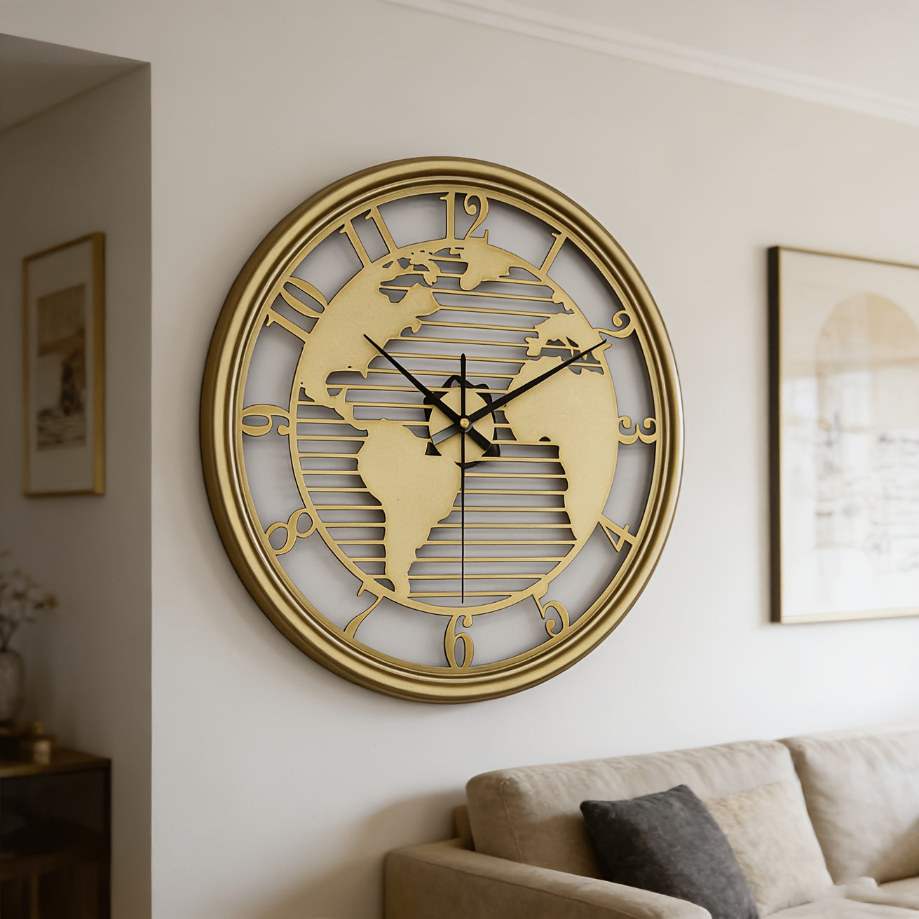 Lumière World Map Silent Metal Wall Clock