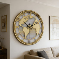 Lumière World Map Silent Metal Wall Clock