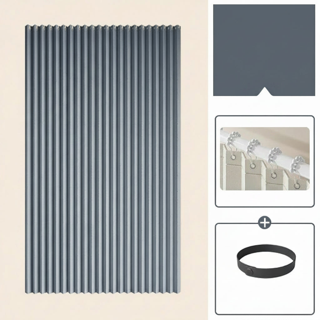 CURVASHIELD – Foldable Magnetic Accordion Shower Curtain Waterproof Design