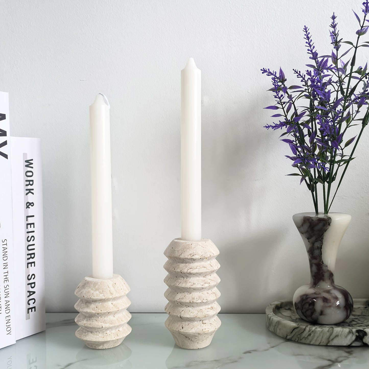 ROMAN TRAVERTINE – Natural Marble Candle Holder