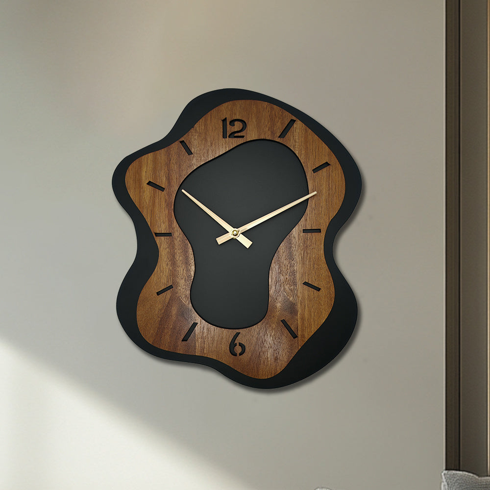 WOODMERE Irregular Wooden Battery Wall Clock