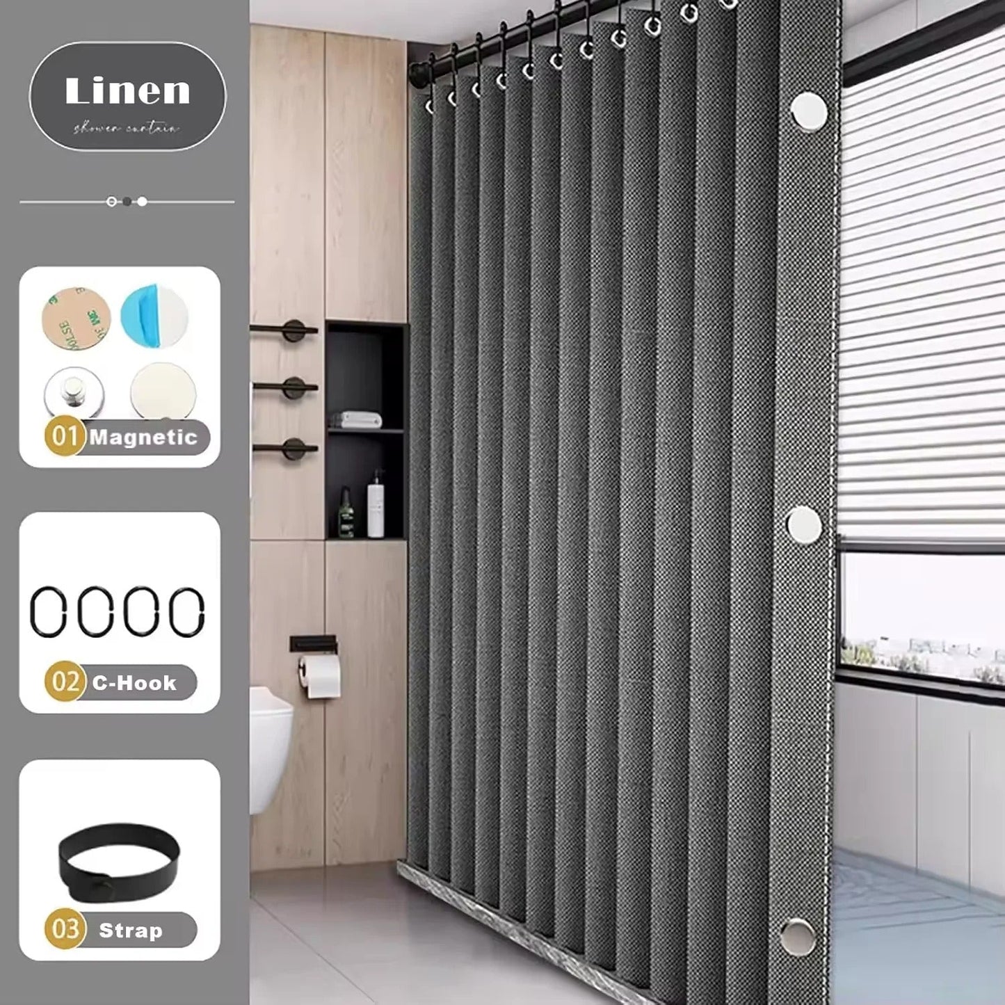 FLEXICURVE – Magnetisk foldbart bruseforhæng til walk-in badeværelser