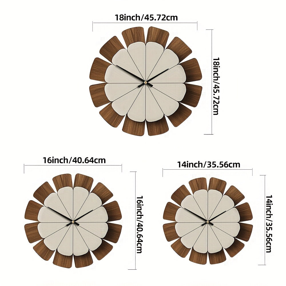 OAKNOVA Round Wooden Battery Wall Clock