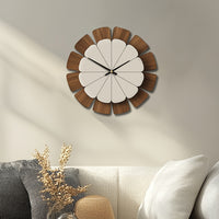 OAKNOVA Round Wooden Battery Wall Clock