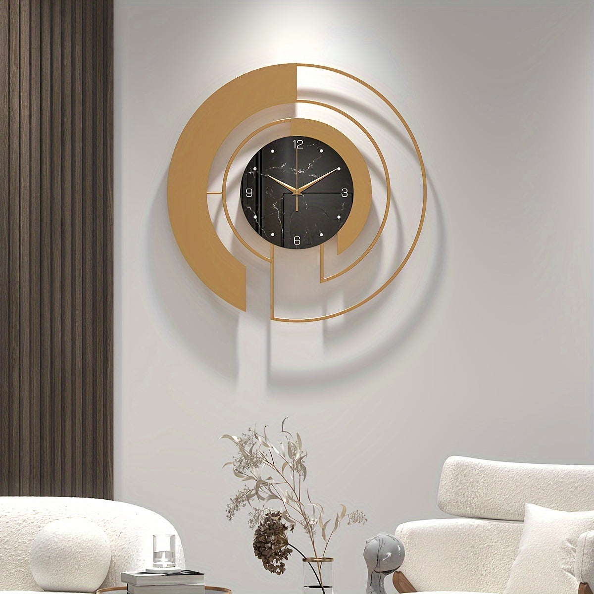 AUREN – Golden Geometric Silent Wall Clock With Glass Dial