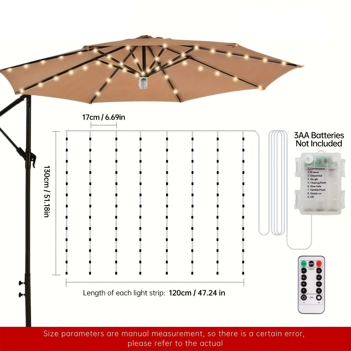 LUMIBRITE – Cordless Patio Umbrella Light with Remote Control
