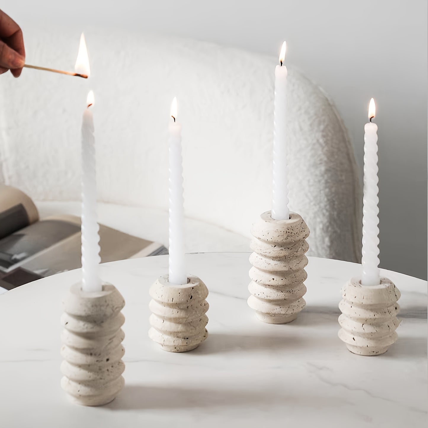 ROMAN TRAVERTINE – Natural Marble Candle Holder