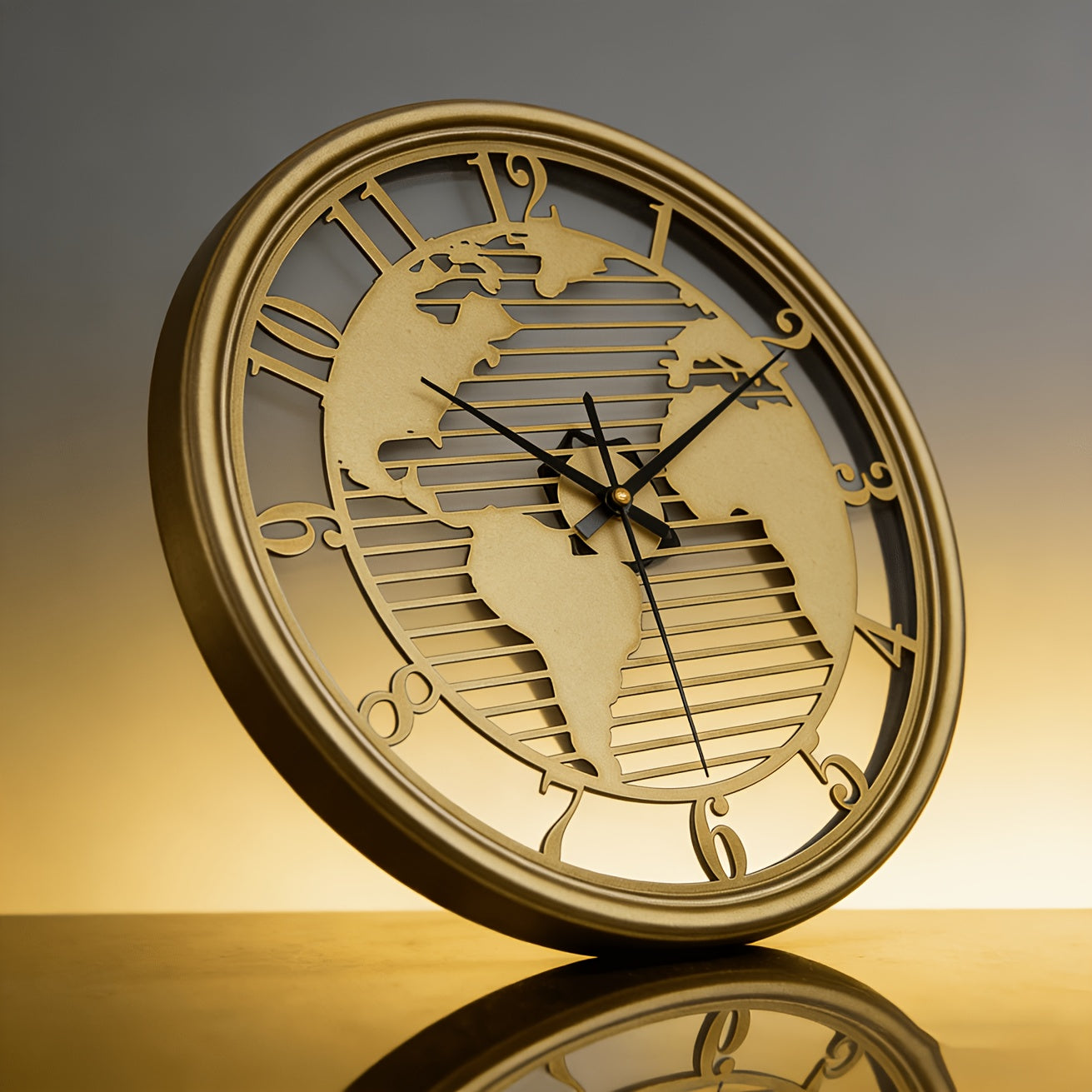 Lumière World Map Silent Metal Wall Clock