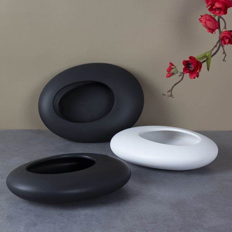 ORCHIDFLOW – Shallow Ceramic Bonsai Pot with Artistic Pebble Design