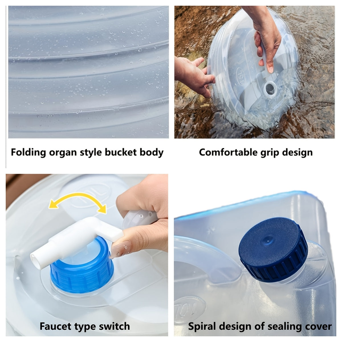 WATERFLOW – Foldable Water Storage Container with Sealed Lid for Camping