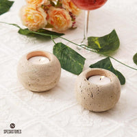 STONEVA Travertine Votive Candle Holders Set of 2