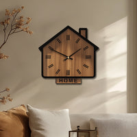HOMEWOOD Vintage House Shaped Wooden Wall Clock
