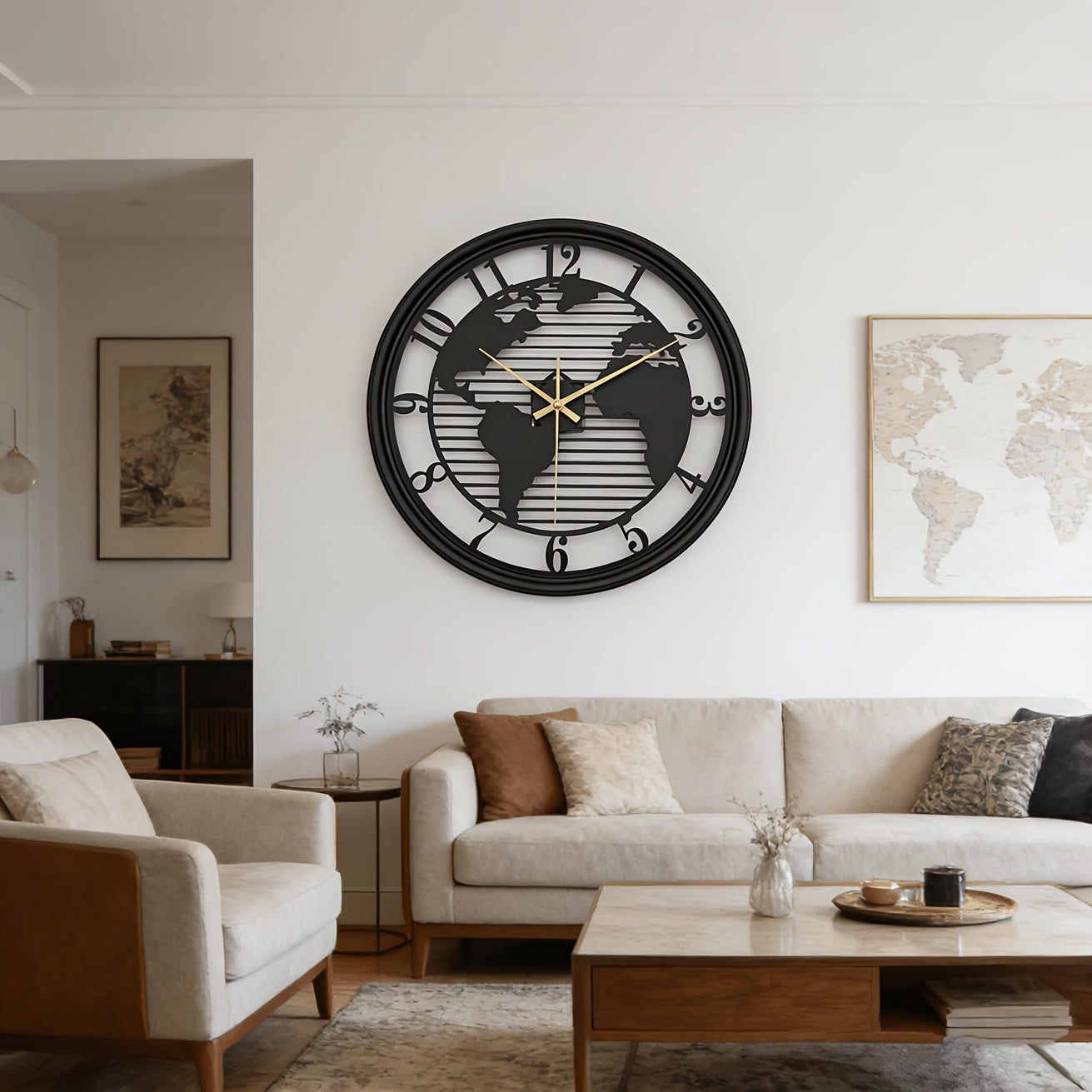 Lumière World Map Silent Metal Wall Clock