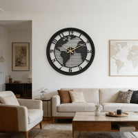 Lumière World Map Silent Metal Wall Clock