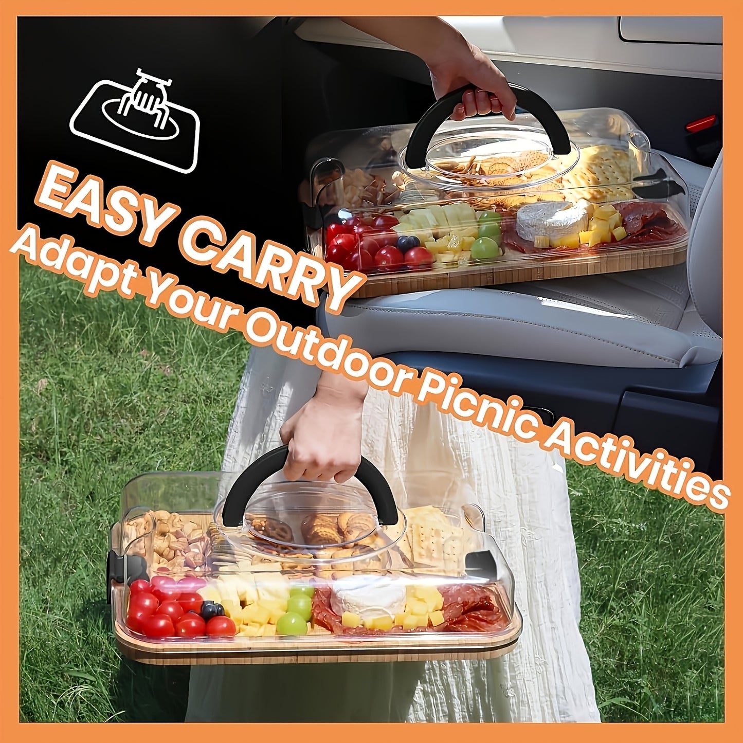 BAMBOX – Bamboo Divided Snack Tray with Lid for Organized Serving and Portable Food Storage