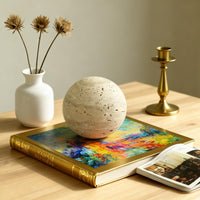 WABISTONE ORB – Hand-Carved Travertine Marble Sphere Decor