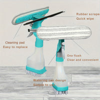 SPRAYLUX – 4-in-1 Glass Cleaning Brush with Spray, Scraper & Scrubbing Head