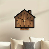 HOMEWOOD Vintage House Shaped Wooden Wall Clock