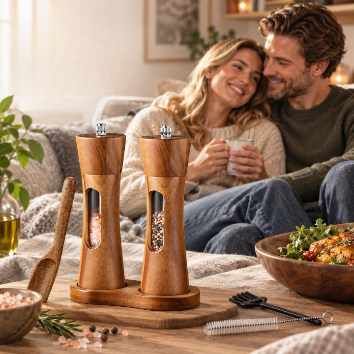 SEASONCRAFT – Salt & Pepper Mill with Adjustable Grind for Precise Seasoning