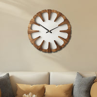 WOODORA Artistic Round Wooden Silent Wall Clock