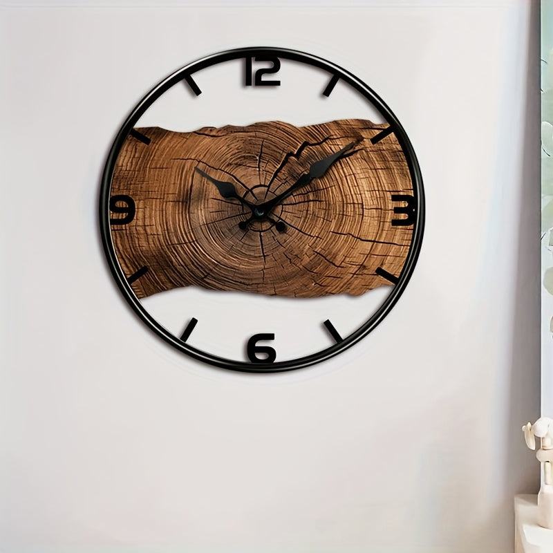 WOODCRAFT Round Carved Wooden Silent Wall Clock