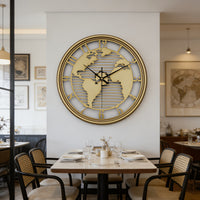 Lumière World Map Silent Metal Wall Clock
