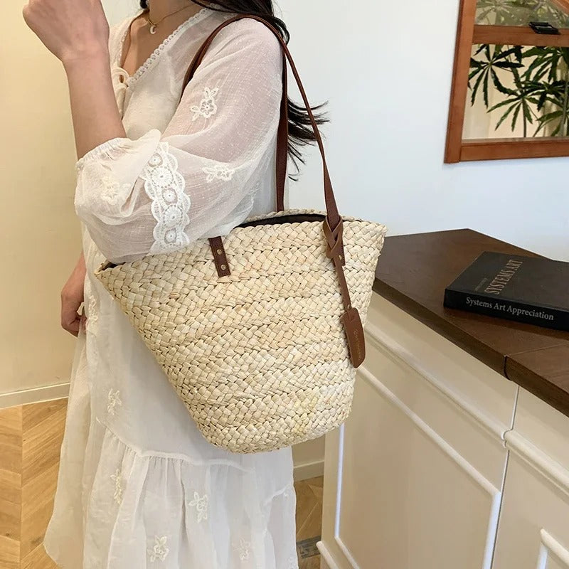 SUNHAVEN – Woven Straw Beach Tote Bag