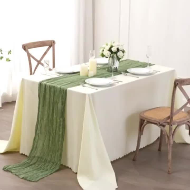 BOHOCRISP – Crinkled Cheese Tablecloth for Elegant Boho and Holiday Table Styling