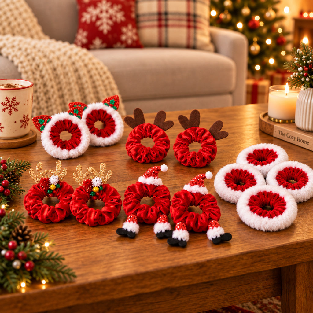 TINSELLOOP – Set di 10 elastici per capelli natalizi per acconciature festive