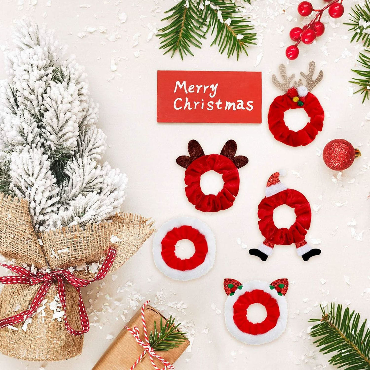 TINSELLOOP – Set di 10 elastici per capelli natalizi per acconciature festive