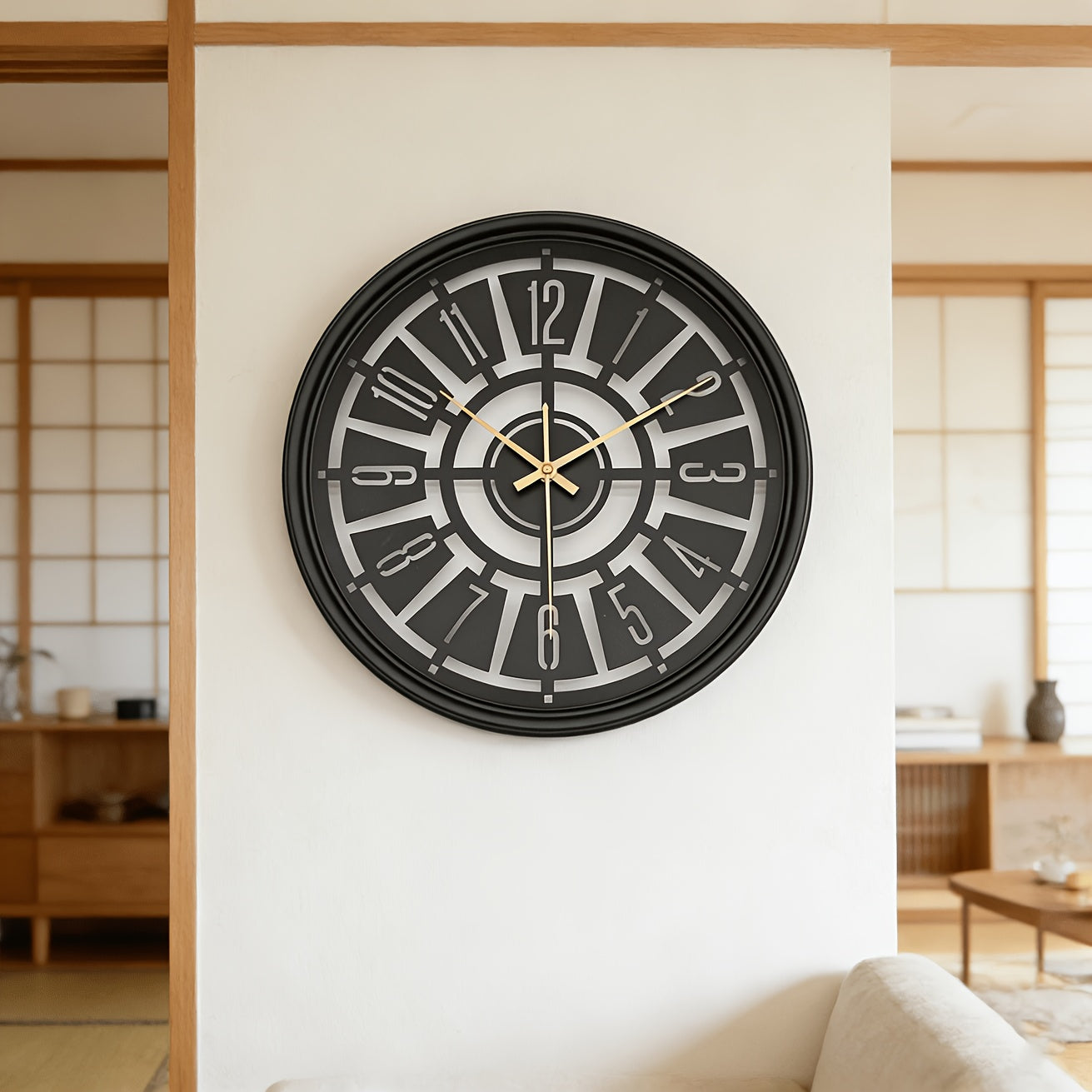 LUMORA – 15.75 Inch Silent 3D Iron Frame Wall Clock for Modern Decor