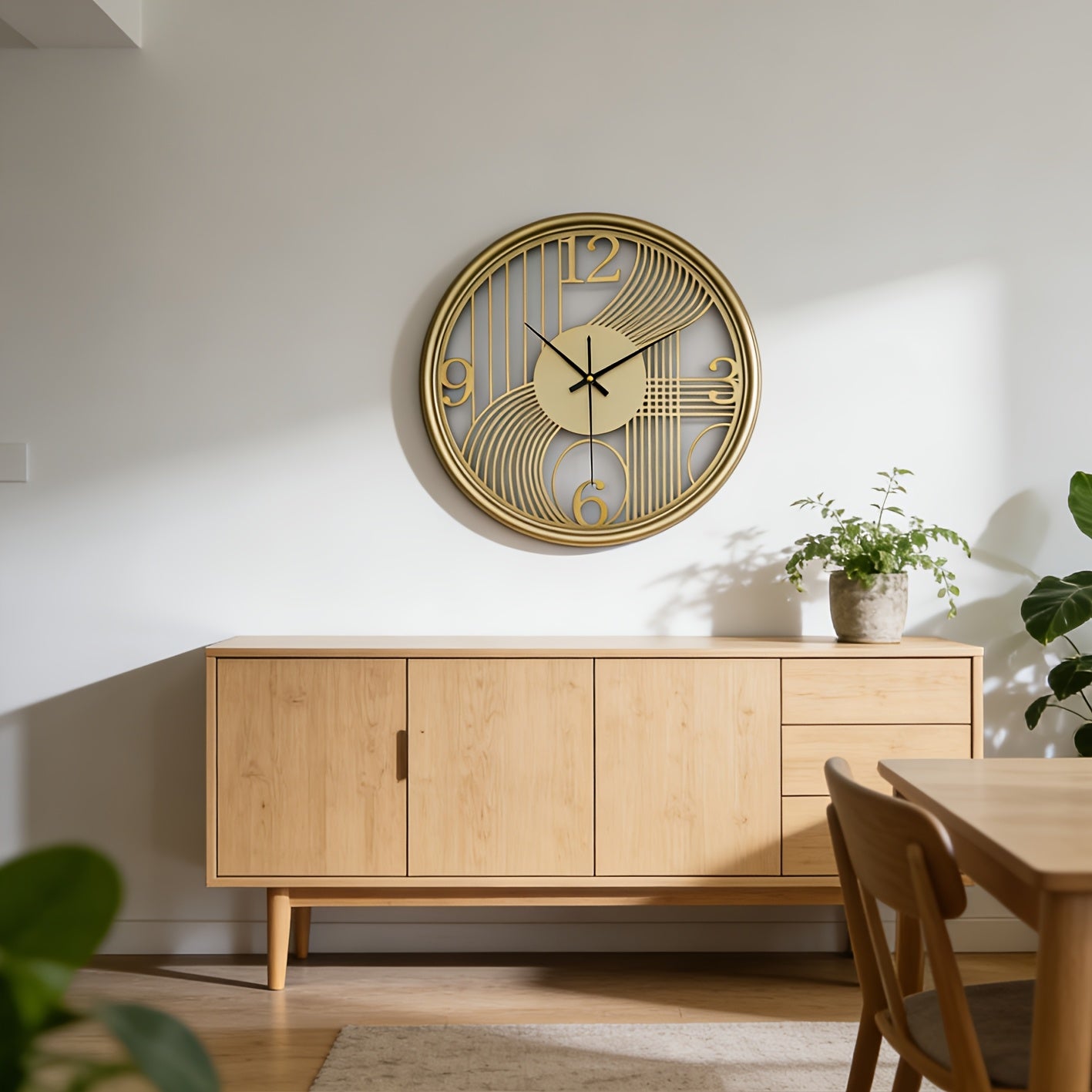 AUREN – 40cm Golden 3D Iron Silent Wall Clock for Modern Home Decor