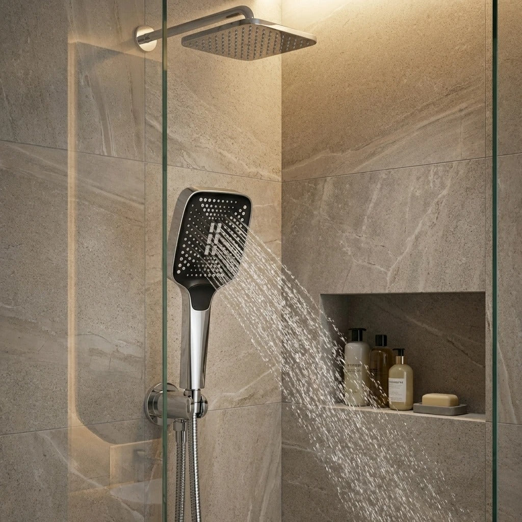 AQUASQUARE – High Pressure 3 Mode Rainfall Shower Head
