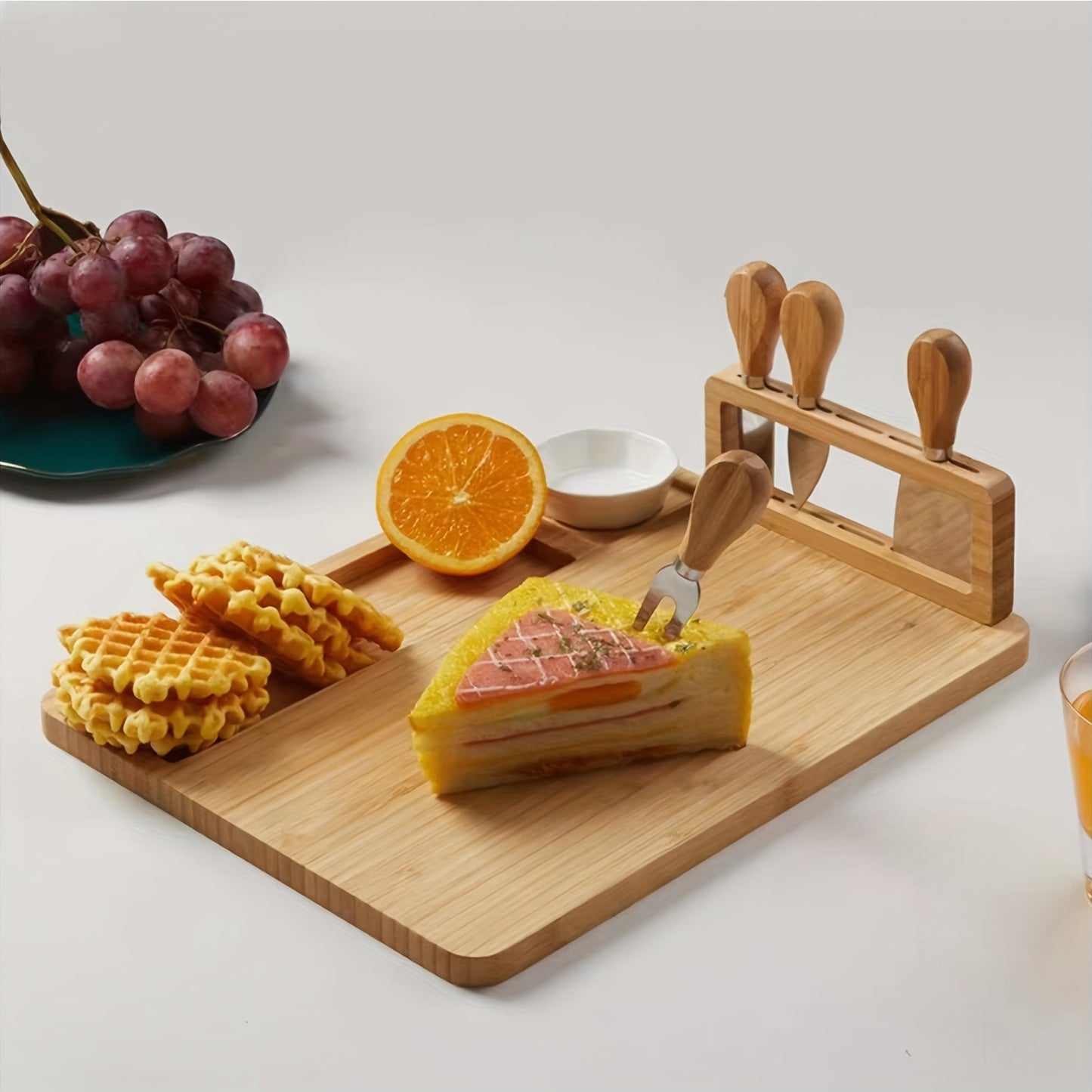 BAMSLICE – Bamboo Cheese Board Set for Creative Serving and Multi-Purpose Kitchen Use