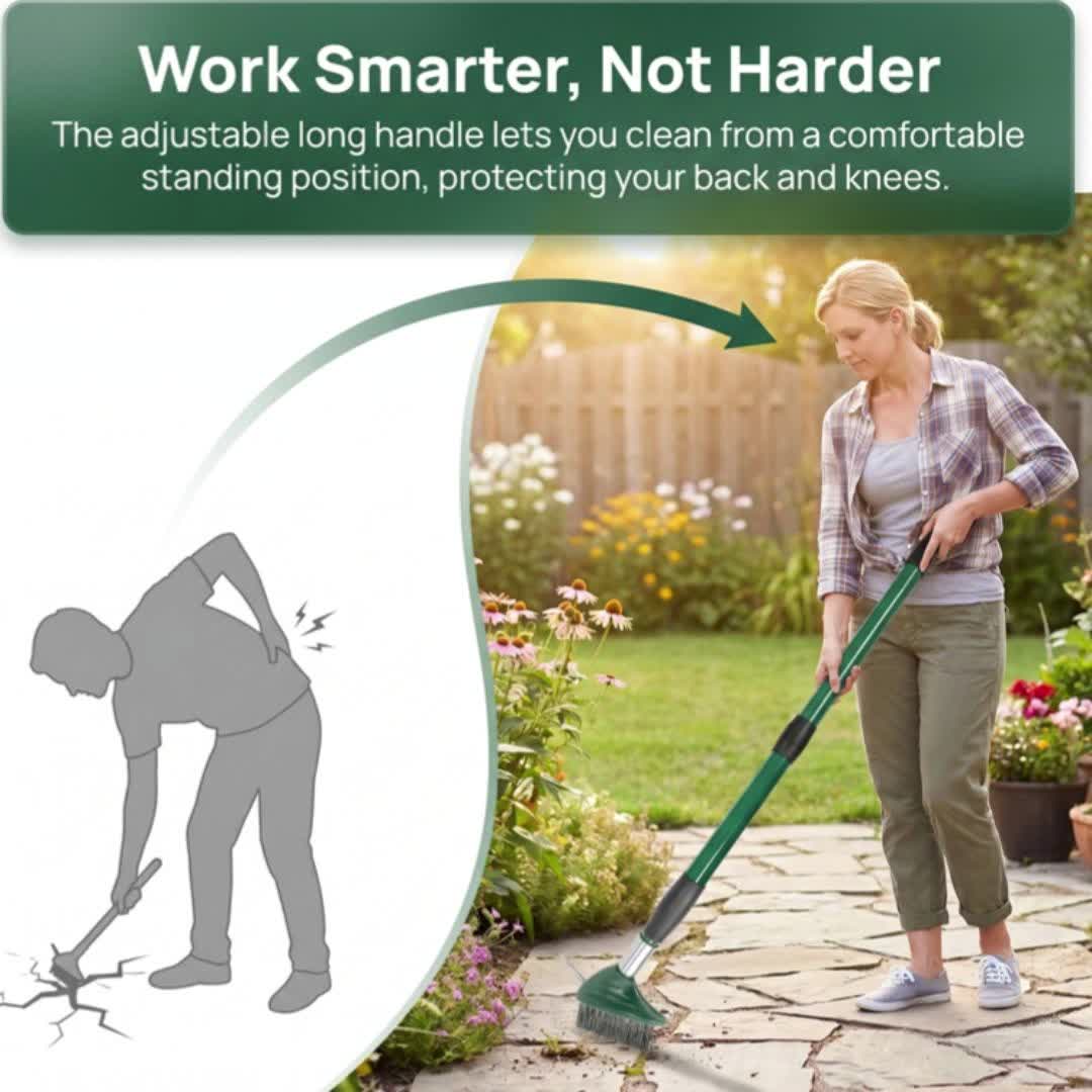 BRUSHORA – 3-in-1 Telescopic Wire Weeding Brush for Patio & Garden Cleaning