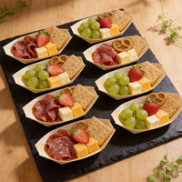 BAMBIOAT – Disposable Wooden Service Boats for Elegant Party Food Presentation and Serving