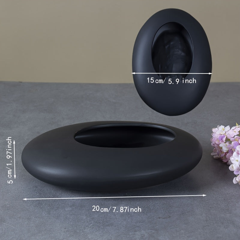 ORCHIDFLOW – Shallow Ceramic Bonsai Pot with Artistic Pebble Design
