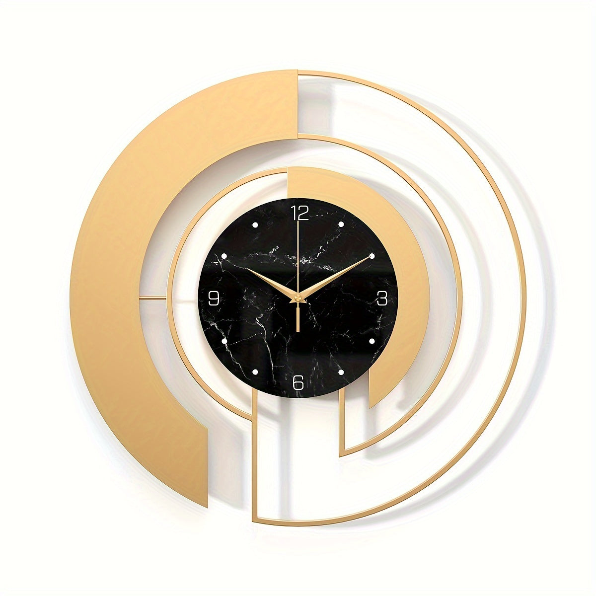 AUREN – Golden Geometric Silent Wall Clock With Glass Dial