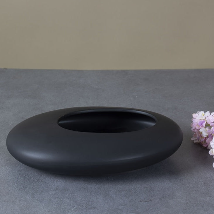 ORCHIDFLOW – Shallow Ceramic Bonsai Pot with Artistic Pebble Design