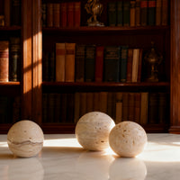 WABISTONE ORB – Hand-Carved Travertine Marble Sphere Decor