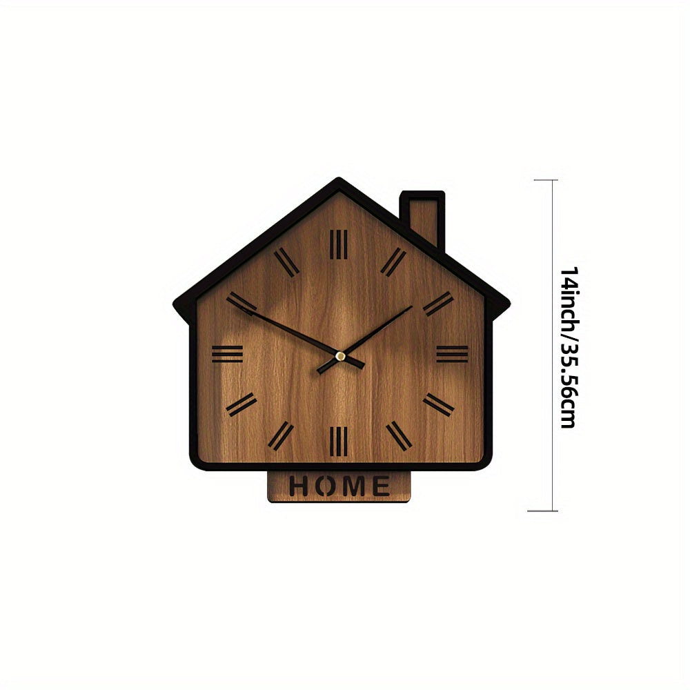 HOMEWOOD Vintage House Shaped Wooden Wall Clock