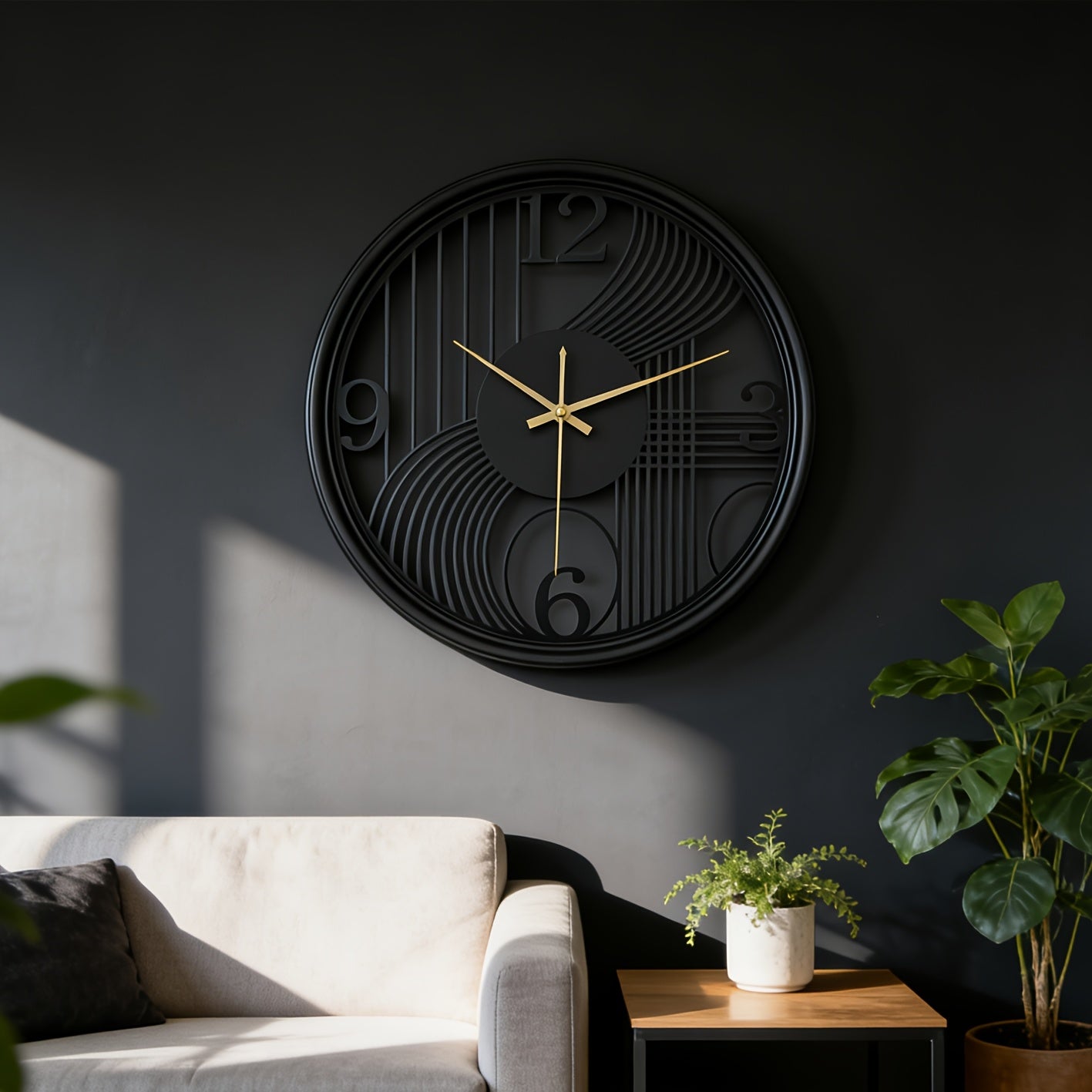 AUREN – 40cm Golden 3D Iron Silent Wall Clock for Modern Home Decor