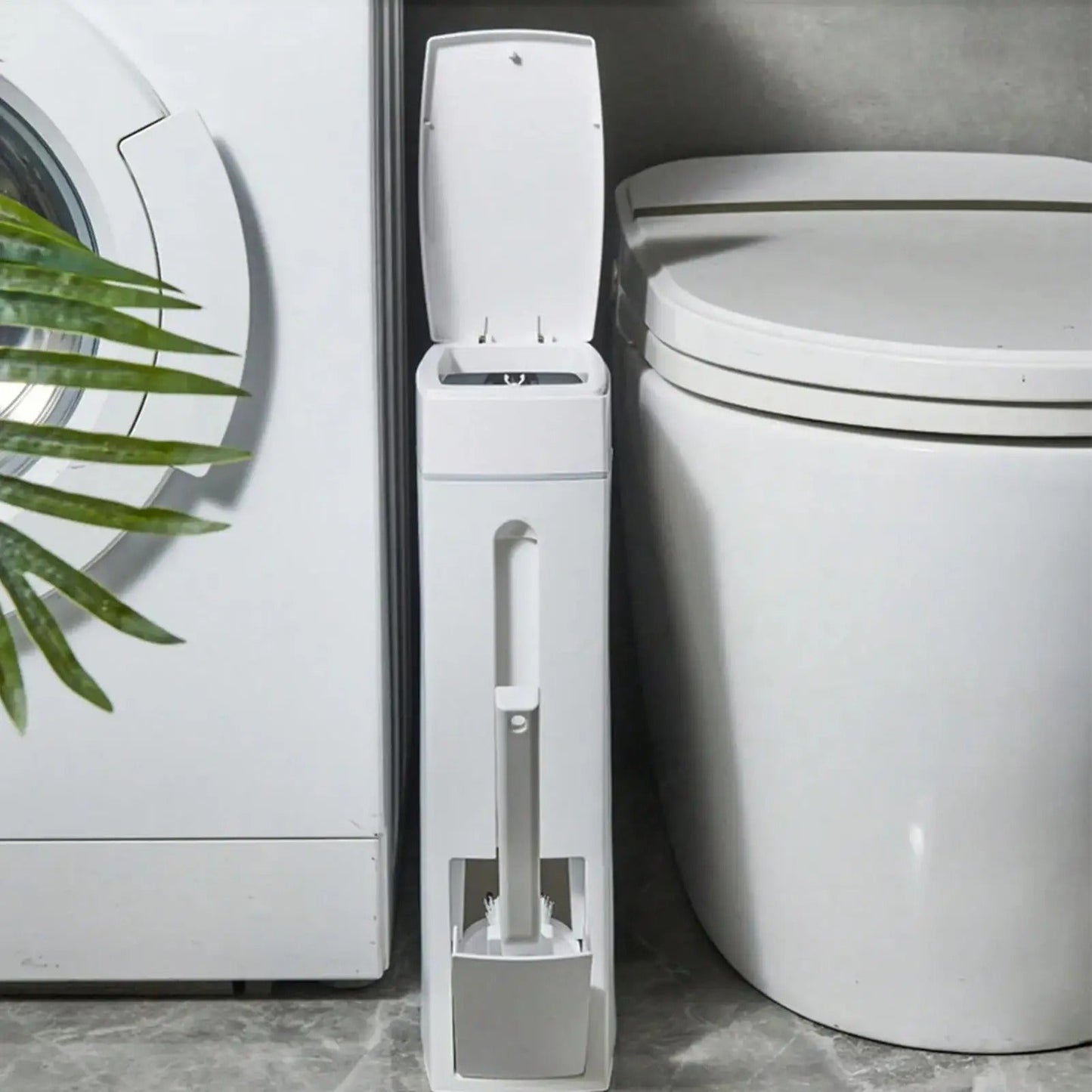 DUOCLEAN – Slim Trash Can with Hidden Toilet Brush Set