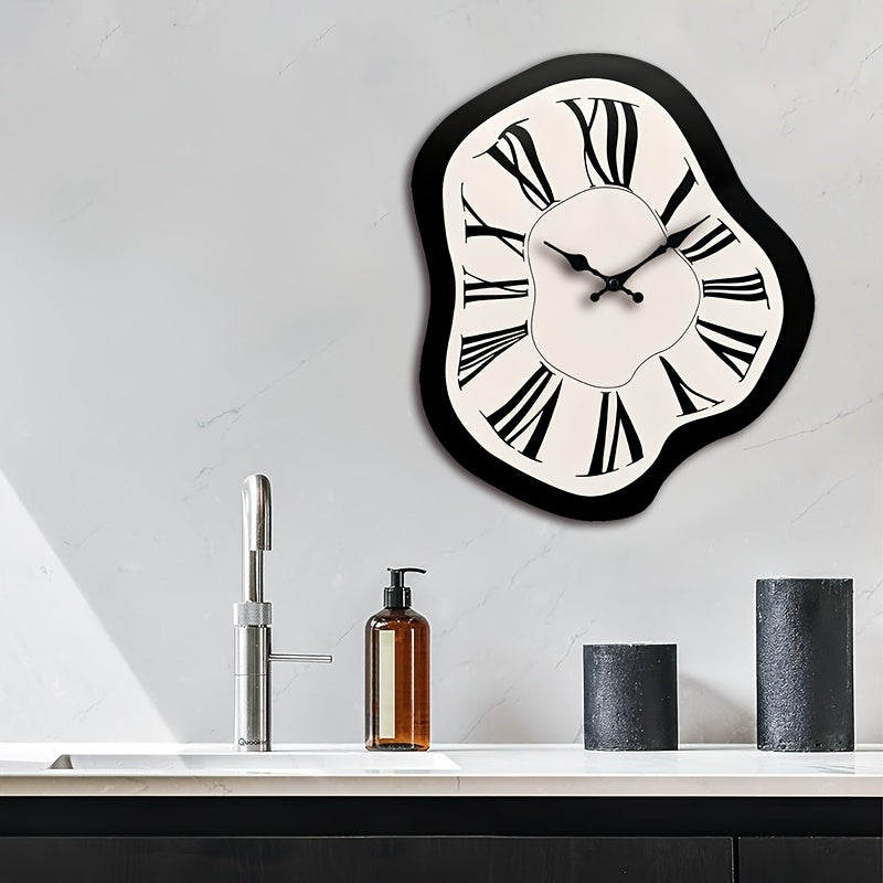 JFHT – Silent Irregular Wood Wall Clock With Roman Numeral Design
