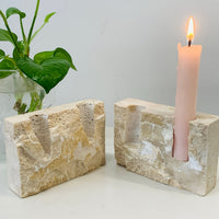 MARBORA Rectangular Marble Two Hole Candle Holder