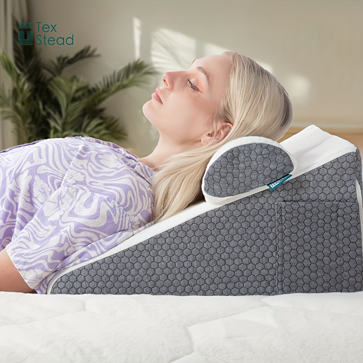 SLEEPLUXE – Lumbar Support Bed Pillow with Washable Cover