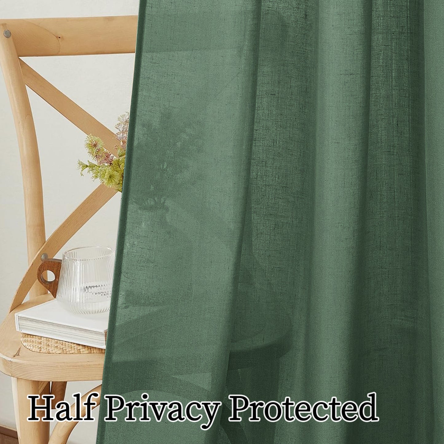LINVIA – Flax Linen Sheer Curtains for Soft Light Filtering and Privacy Drapery