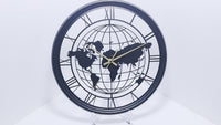 Mapora Roman World Map Silent Metal Wall Clock