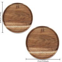 Acacia Wood Round Dinner Tray - Stackable, Reusable & Easy to Clean 3